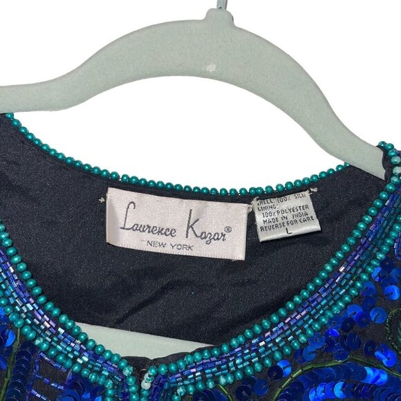 Laurence Kazar Vintage Womens Jacket Size Large Blue Sequin Long Sleeve - Picture 6 of 10